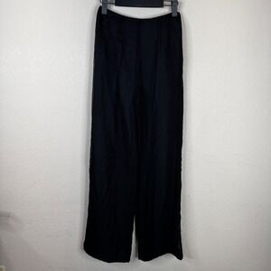 Ellelauri Black 100% Silk Chiffon Wide Leg High Waisted Dress Pants Small